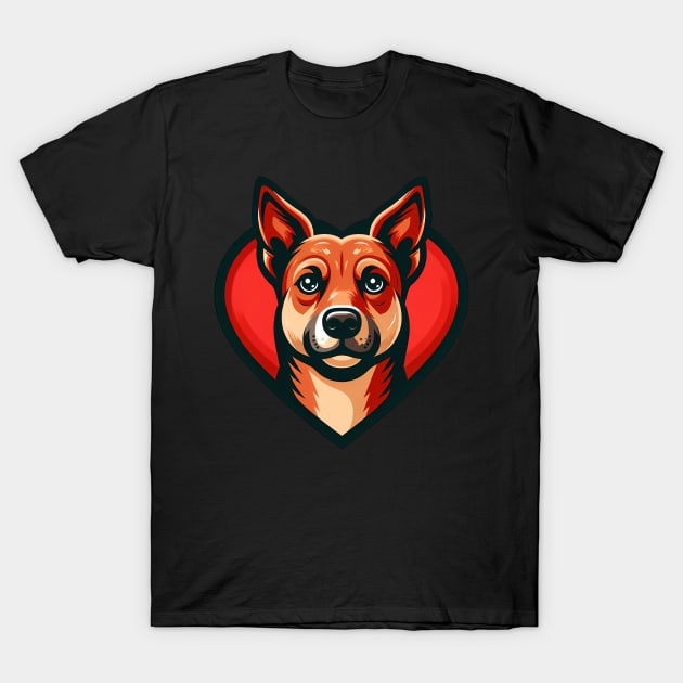 Carolina Dog Puppy Cute Dog Heart Valentine Art T-Shirt by Sports Stars ⭐⭐⭐⭐⭐